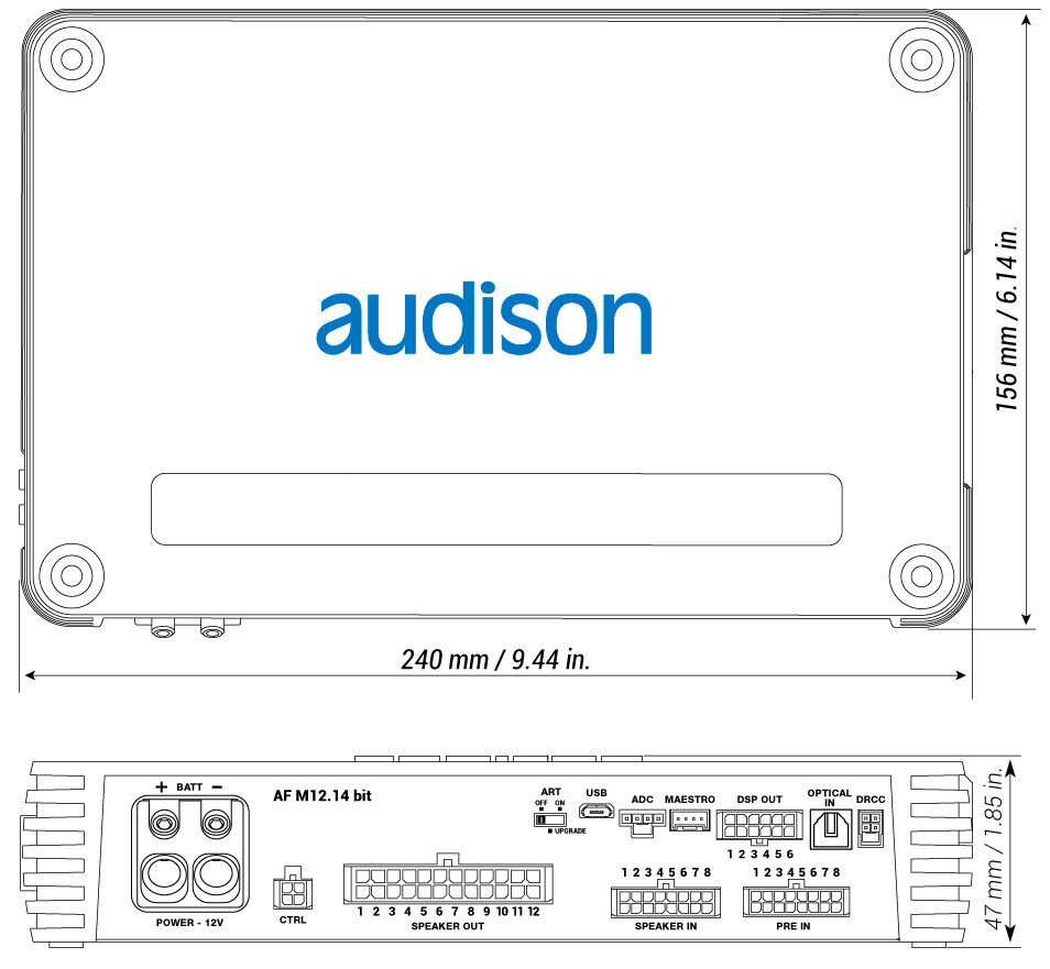 Audison Forza AF M12.14 bit DSP Amplifier 12-Channel D-Class