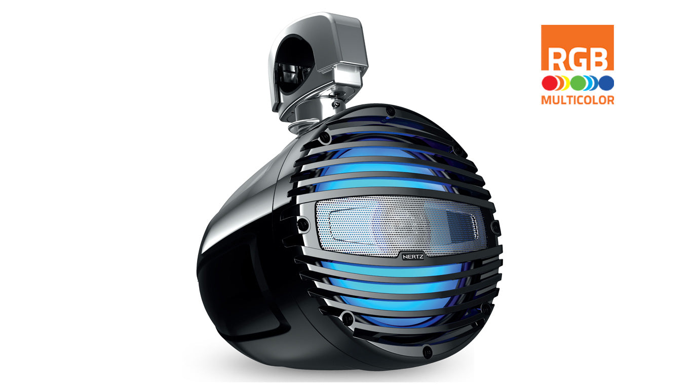 Hertz HTX 8 M-CL-W Marine LED Clamp Tower Speaker 200W White