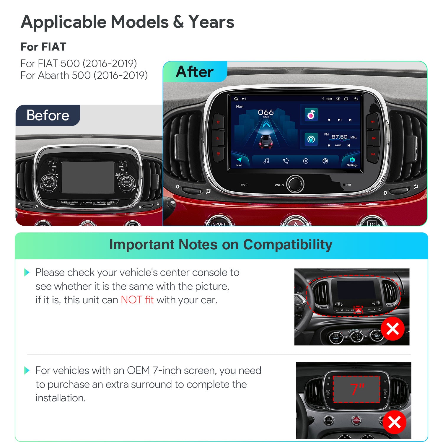 XTRONS IA Series 7in IPS Screen Wireless CarPlay Head Unit IAH74500FL