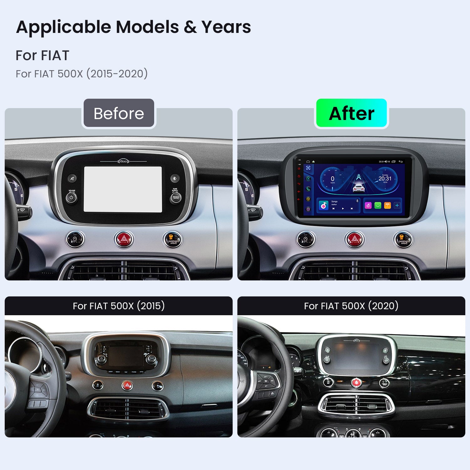 XTRONS IDP9050XF Fiat 500X Wireless CarPlay Android Head Unit 9in