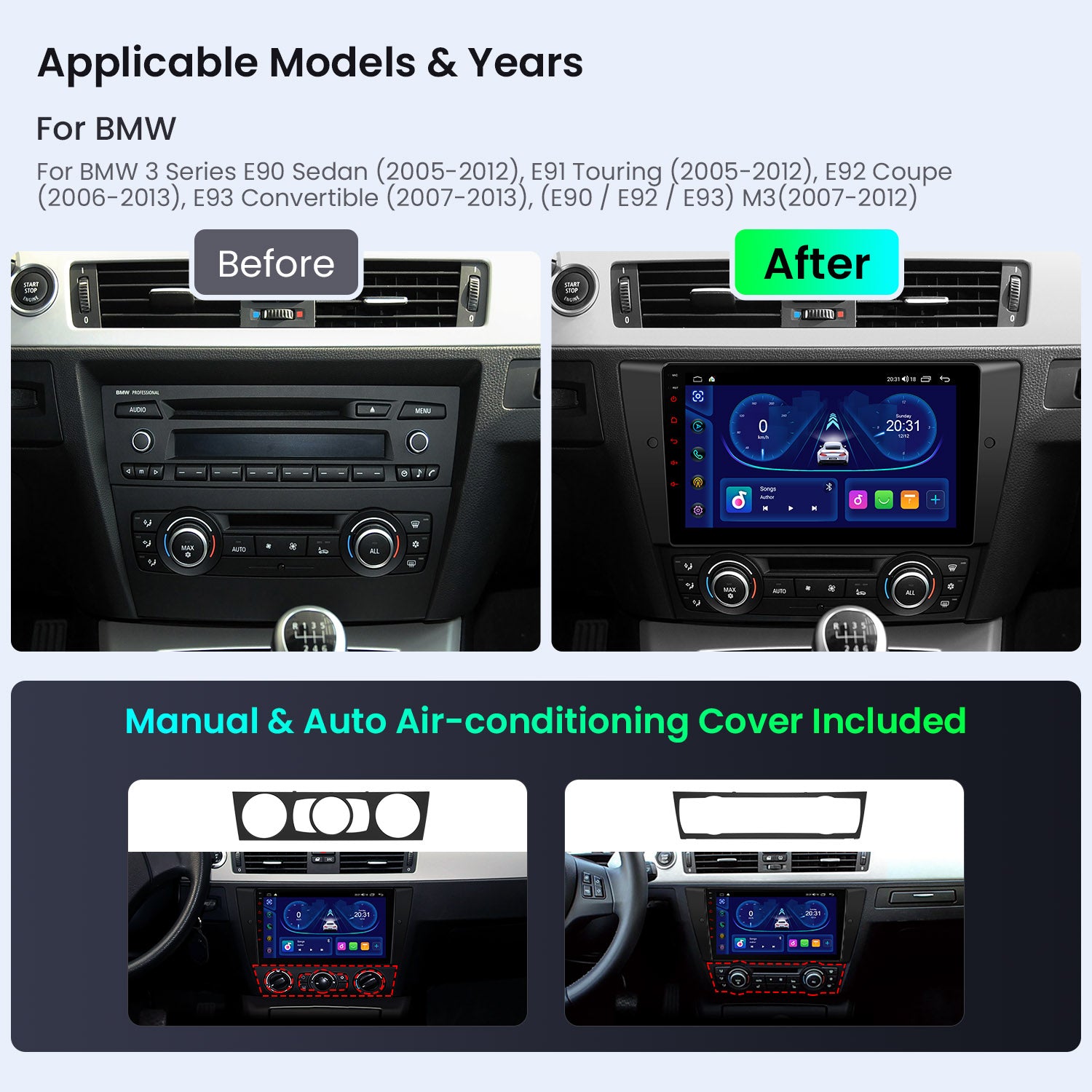 XTRONS IDP9090B 9in Wireless CarPlay Android Head Unit for BMW