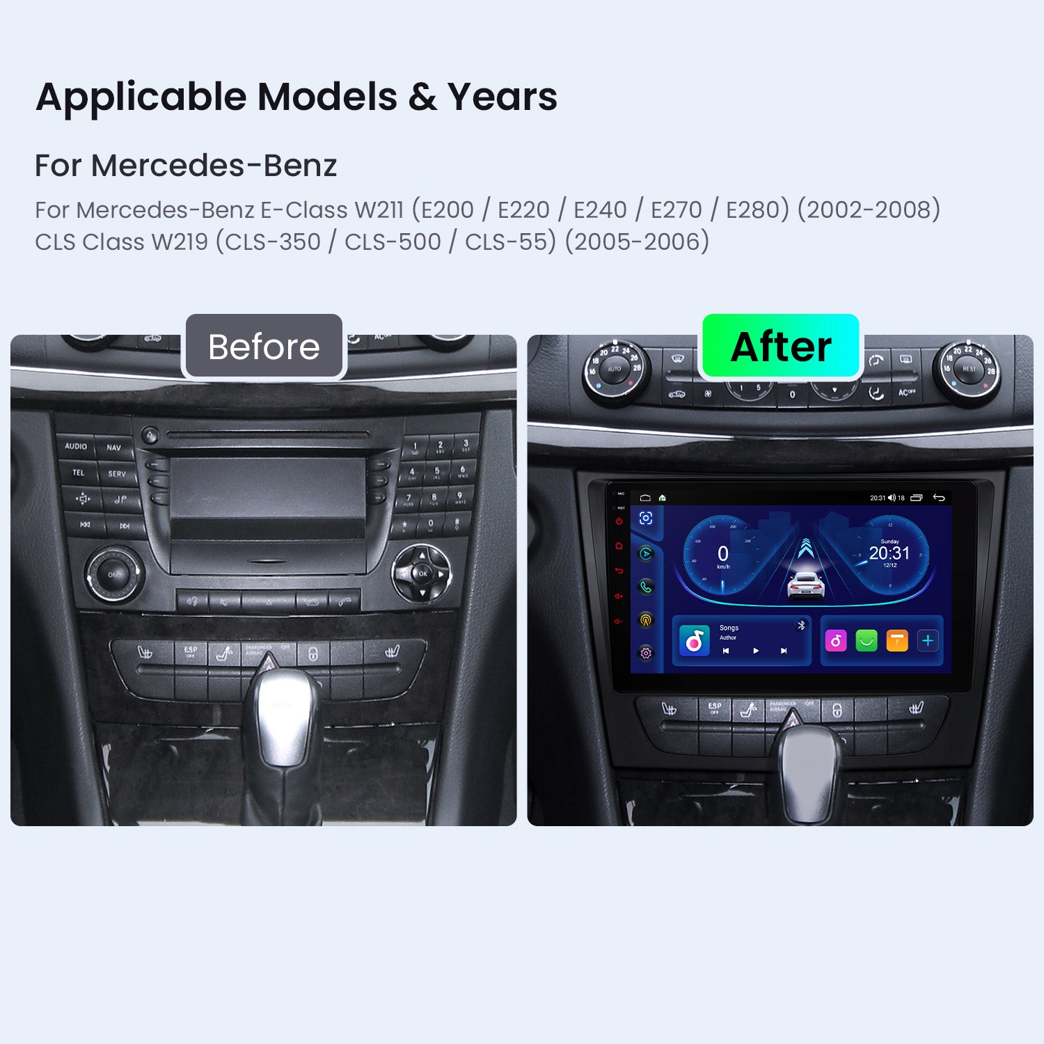 XTRONS IDP90M211 Wireless CarPlay Android Head Unit 9in Mercedes E Class W211
