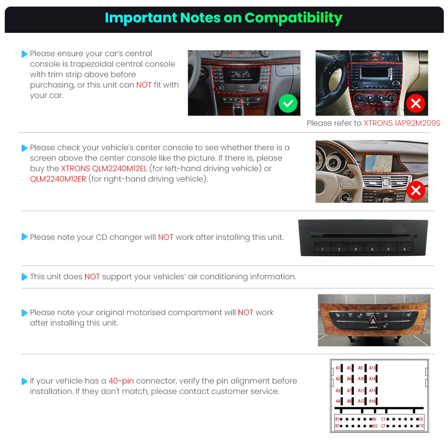 XTRONS IDP90M211 Wireless CarPlay Android Head Unit 9in 4GB 64GB, Mercedes-Benz