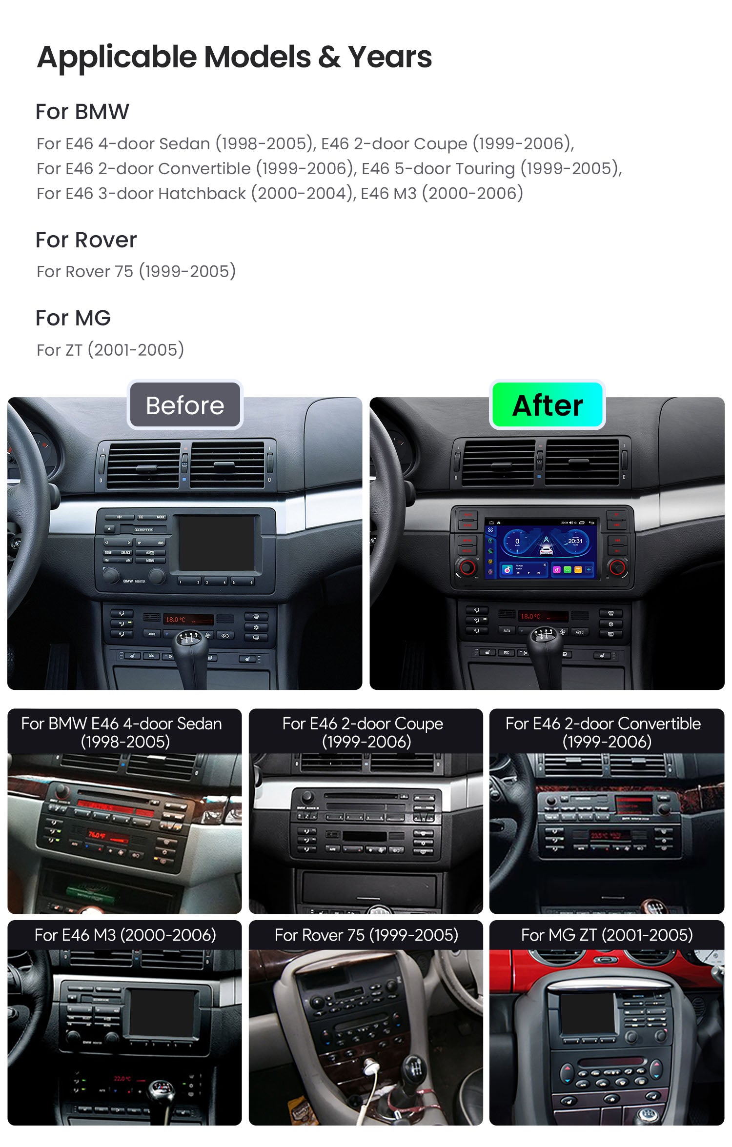 XTRONS IDS7046BL 7in Android Head Unit for BMW E46 Wireless CarPlay