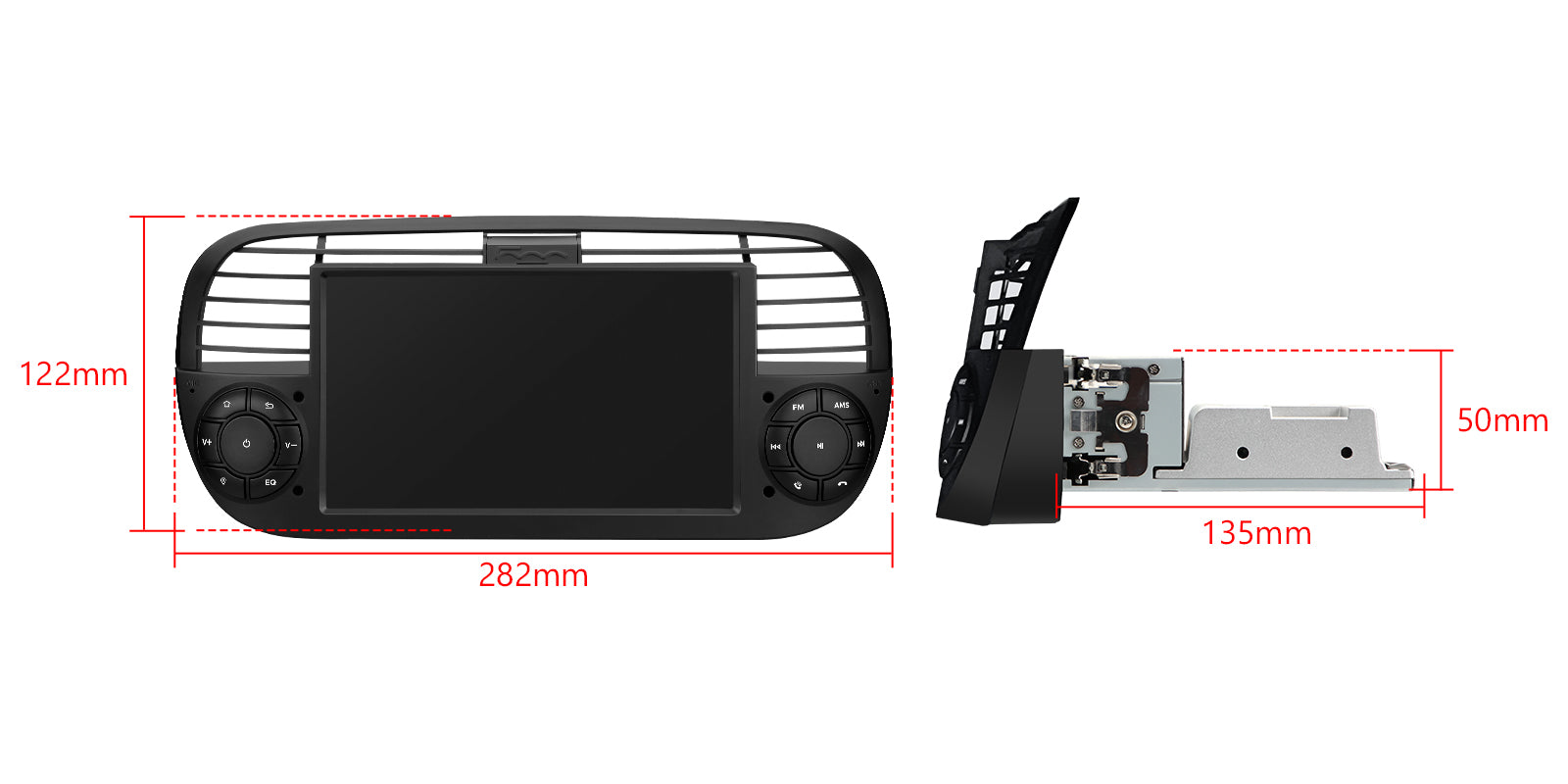 XTRONS IDS7050FLB 7in Wireless CarPlay Android Head Unit Fiat 500