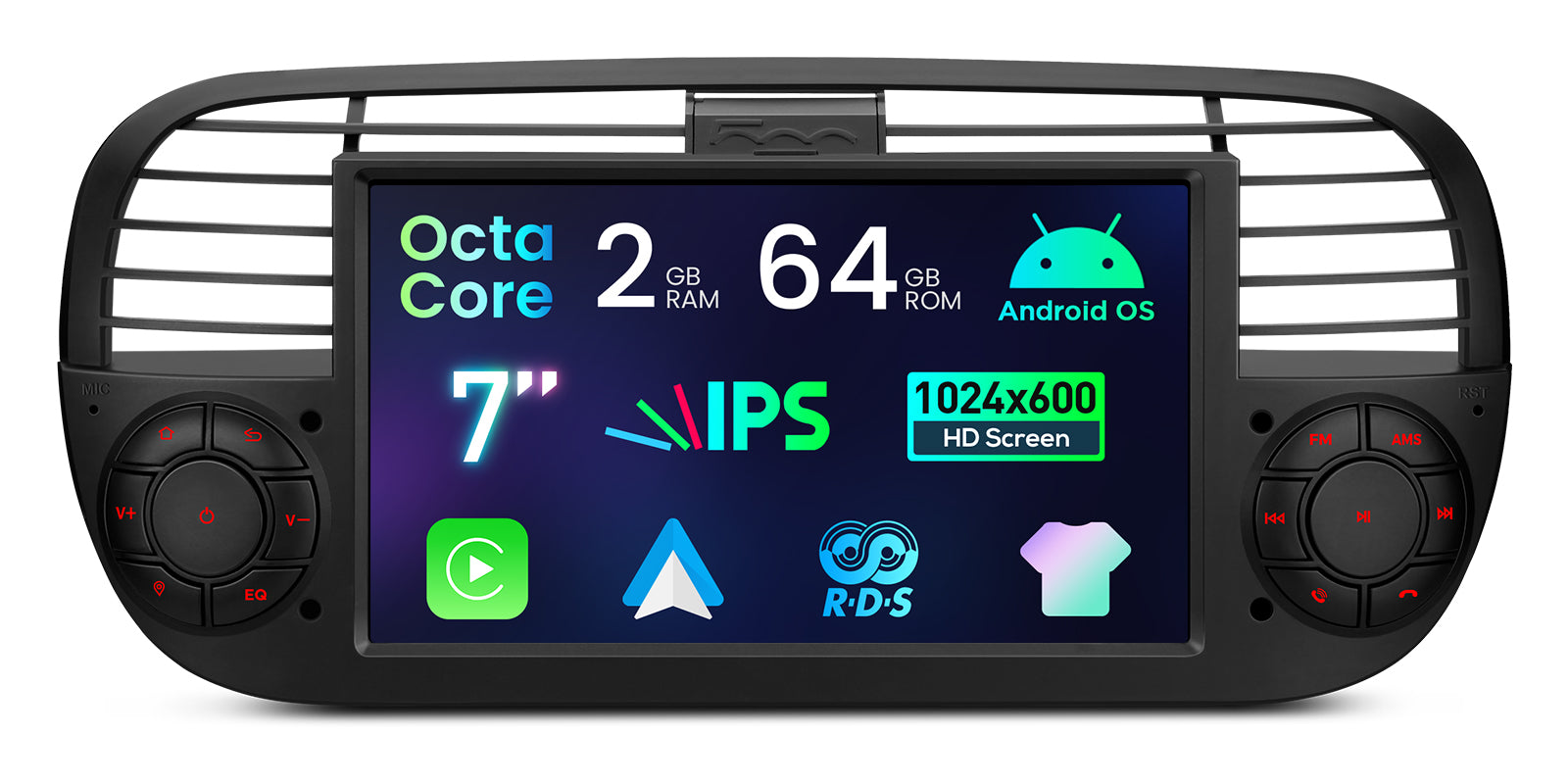 XTRONS IDS7050FLB 7in Wireless CarPlay Android Head Unit Fiat 500