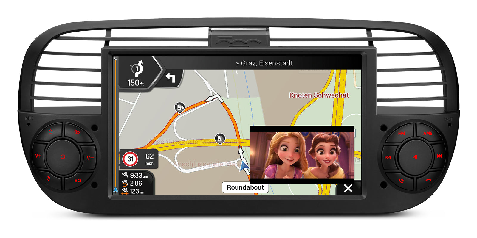 XTRONS IDS7050FLB 7in Wireless CarPlay Android Head Unit Fiat 500
