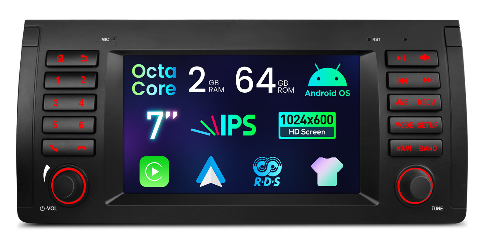 XTRONS IDS7053BL BMW X5 E53 7in Android Head Unit with Wireless CarPlay