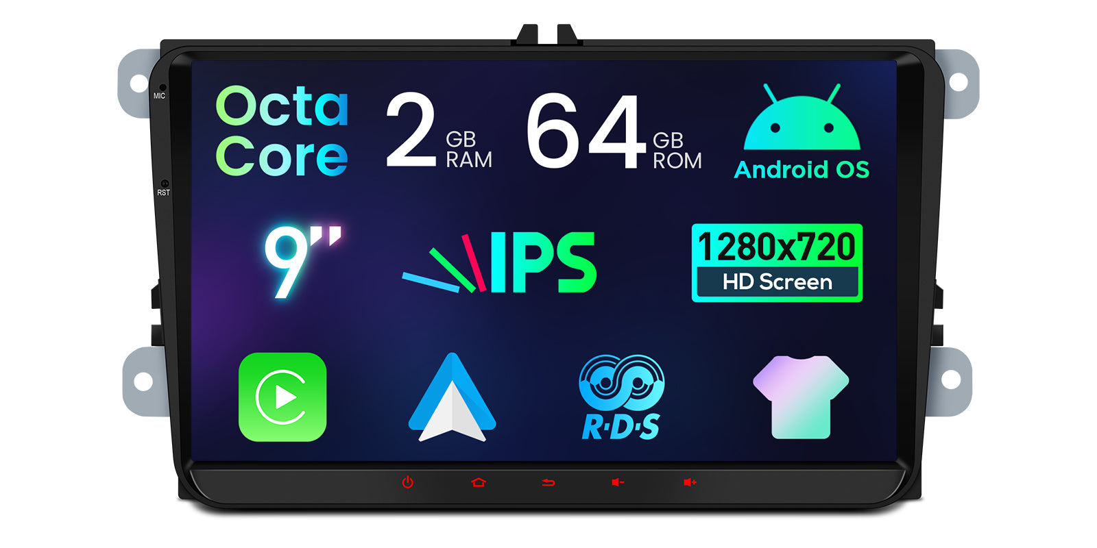 XTRONS IDS90MTVL 9" Android Head Unit Wireless CarPlay VW Seat Skoda