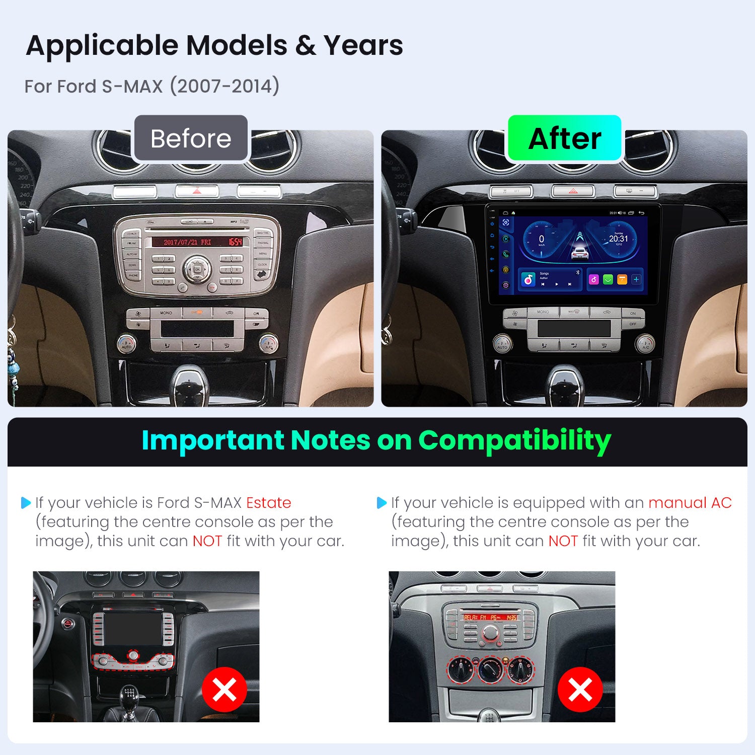 XTRONS IDSP90MXF Ford S-Max 9in Android Head Unit Car Stereo Wireless CarPlay 2GB 64GB