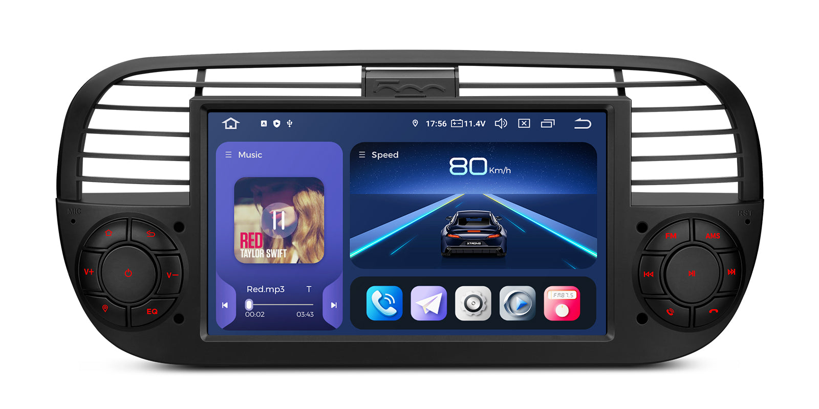 XTRONS IQ Series 7in QLED Android 14 Head Unit for Fiat 500 8GB 256GB
