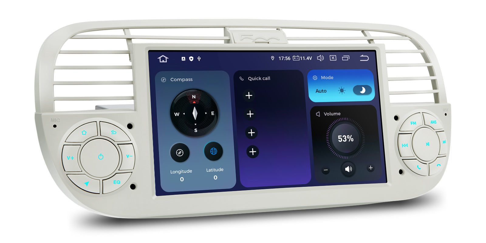 XTRONS IQ7450FLCP Fiat 500 Qualcomm 665 7" Android Car Head Unit