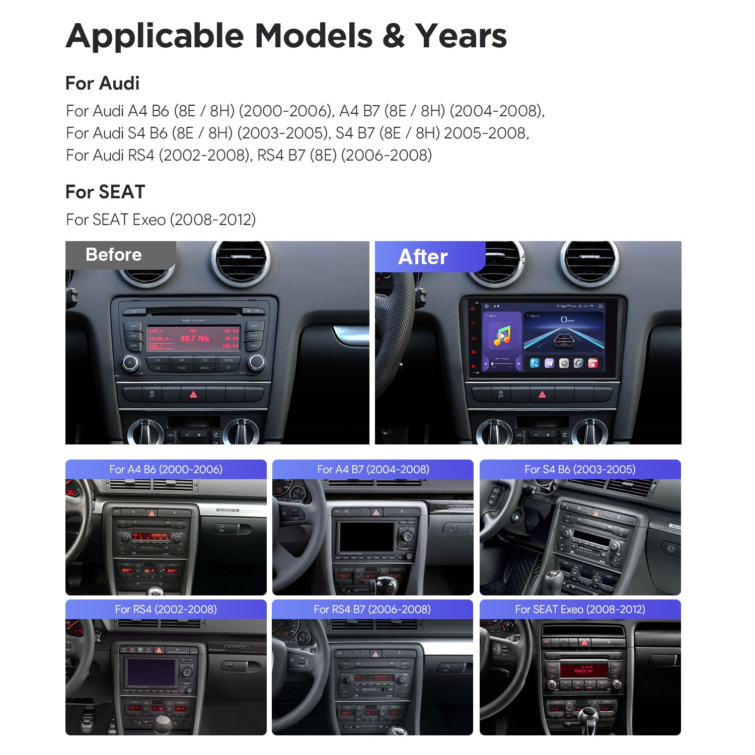XTRONS IQ84A4AP 8in Android 14 Audio Head Unit Audi Qualcomm 665