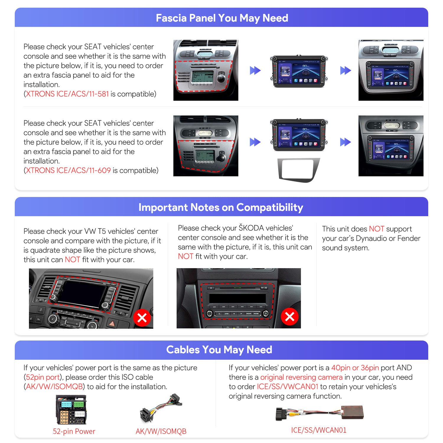 XTRONS IQ84MTVP VW Skoda Seat 8in Android Head Unit 8GB 256GB