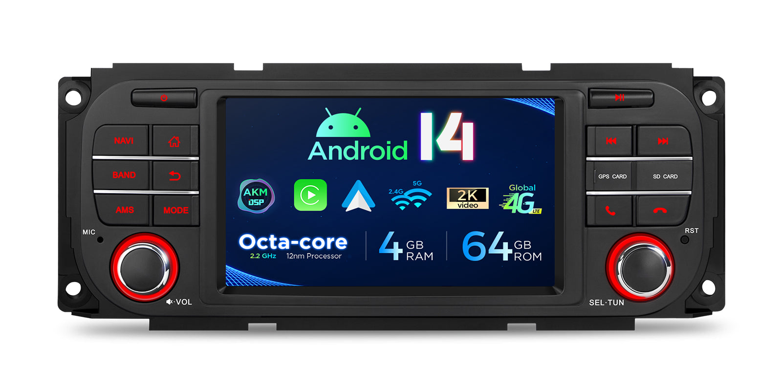 XTRONS PX54WRJLGS 5" Android 14 Car Stereo 4GB 64GB Jeep/Dodge/Chrysler