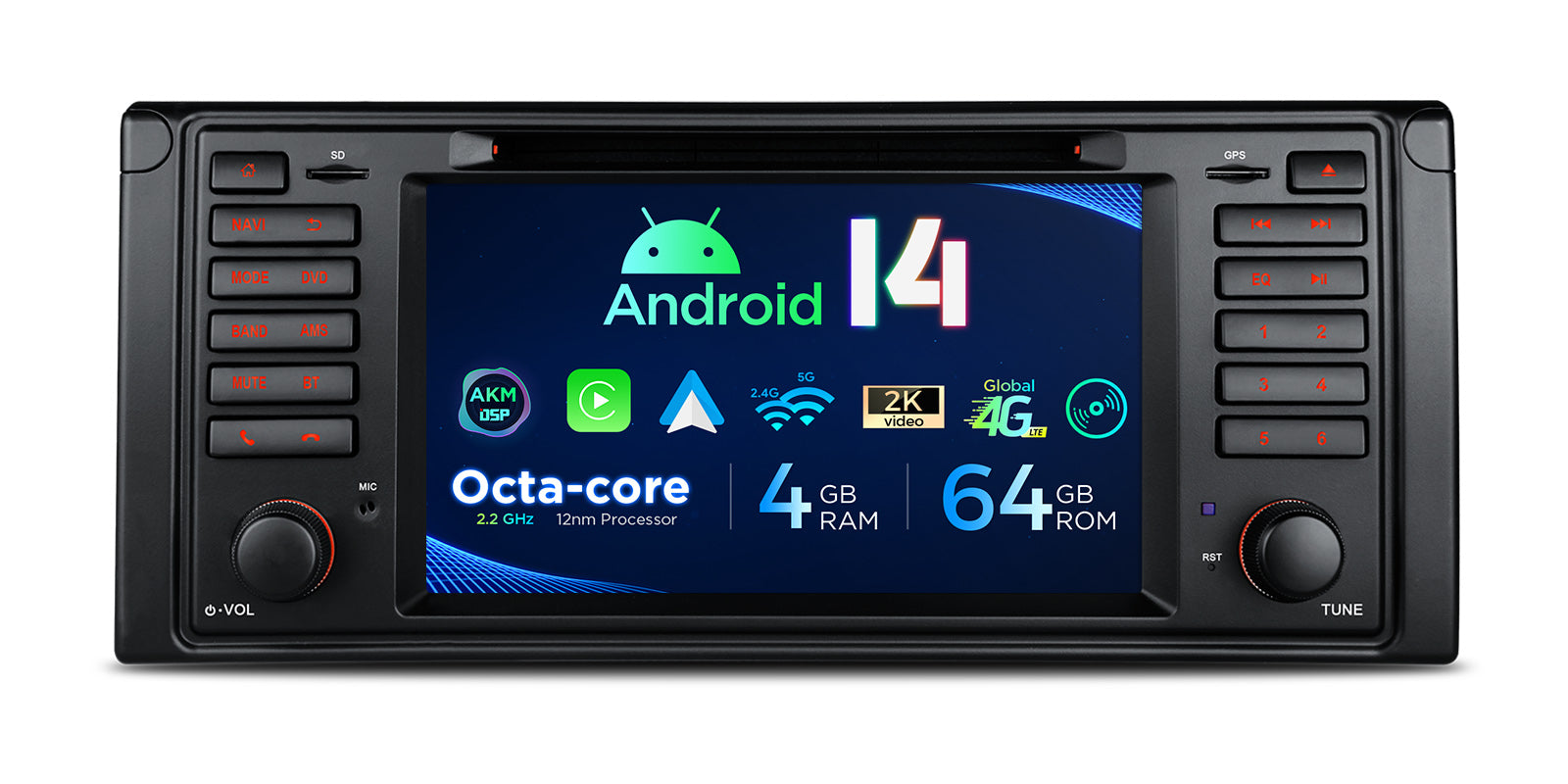 XTRONS PX7439BGS 7" Android Head Unit for BMW E39 4GB 64GB