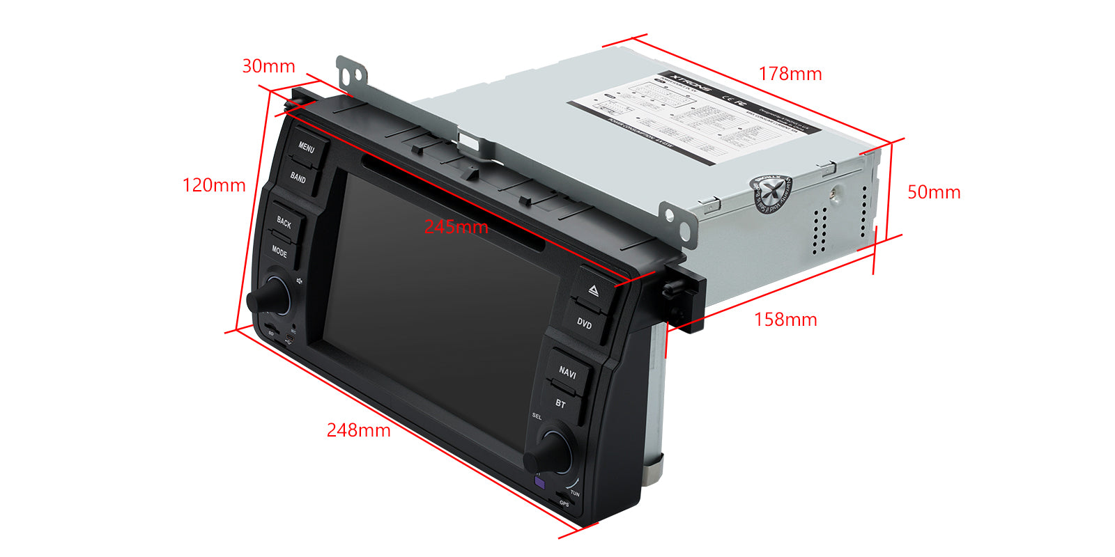 XTRONS PX7446BGS Android 14 7in Octa Core Car Stereo for BMW Rover MG