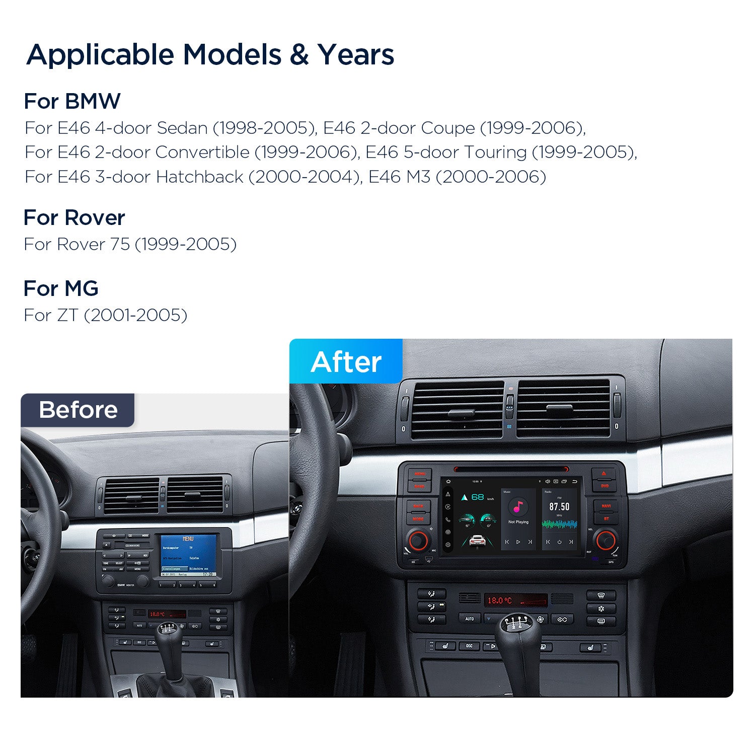 XTRONS PX7446BGS Android 14 7in Octa Core Car Stereo for BMW Rover MG