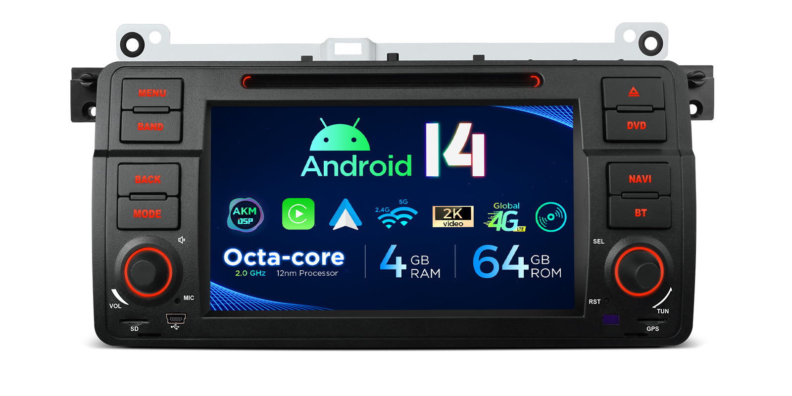 XTRONS PX7446BGS Android 14 7in Octa Core Car Stereo for BMW Rover MG