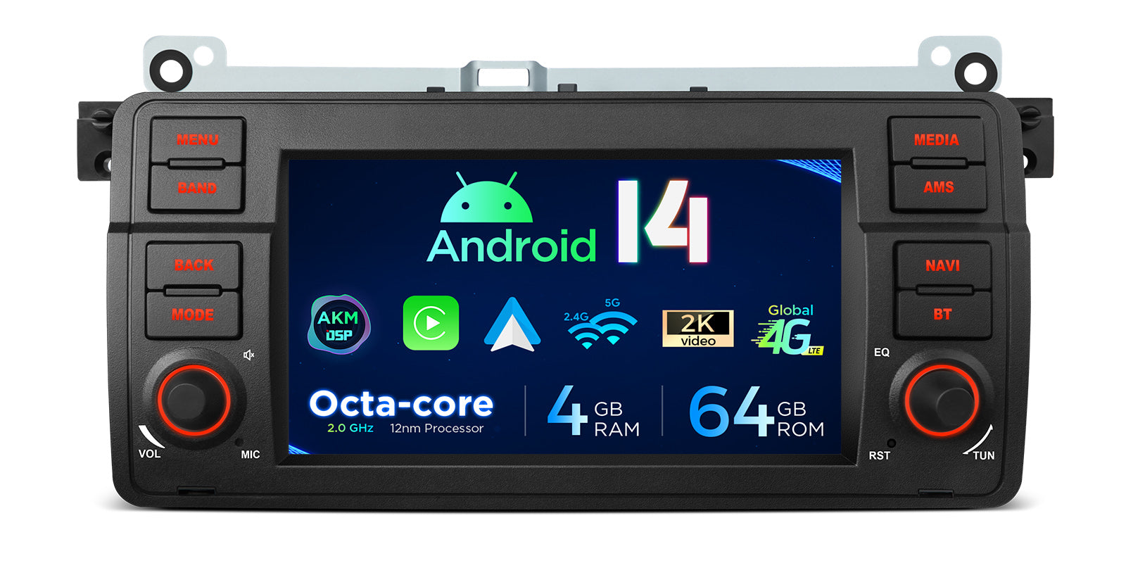 XTRONS PX7446BL 7in Android Head Unit 4G LTE Wireless CarPlay