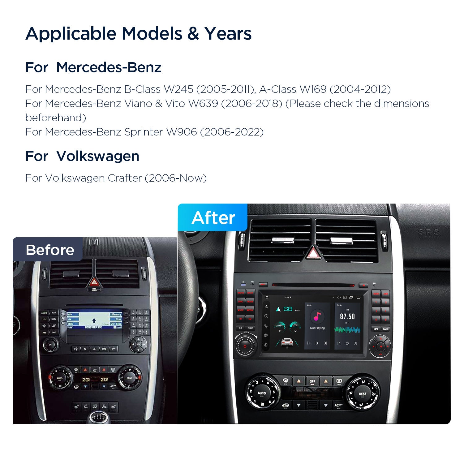 XTRONS PX74M245GS Mercedes-Benz / Volkswagen 7" Android Head Unit Car Stereo Wireless CarPlay & Android Auto