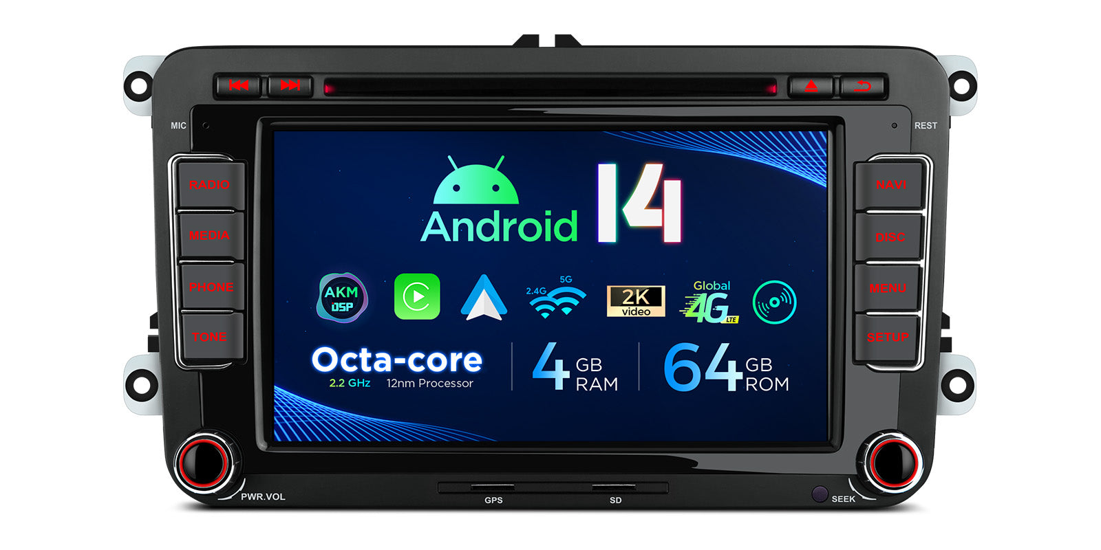 XTRONS PX74MTVGS 7-Inch Android Head Unit Wireless CarPlay 4G LTE VW Seat Skoda