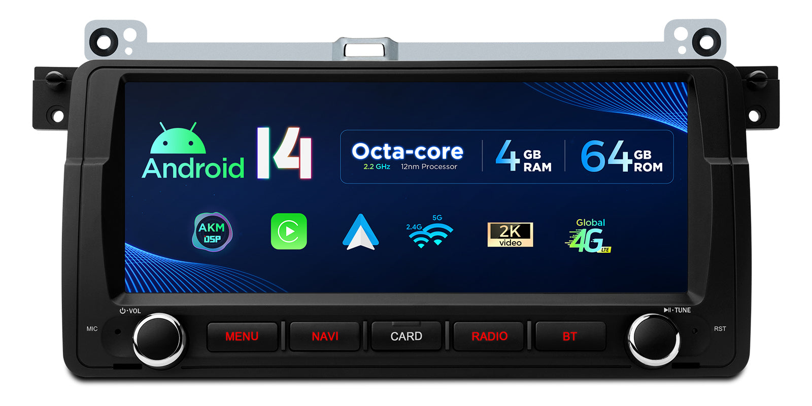 XTRONS PX8446BLHGS 8.8in Android 14 Head Unit 4GB 64GB BMW