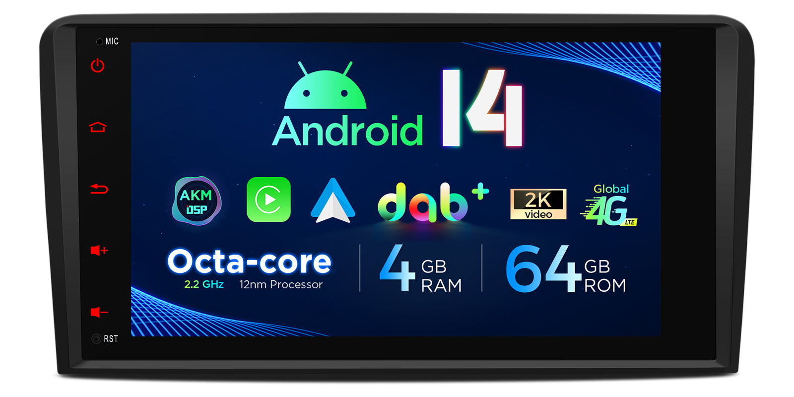 XTRONS PX84A3ALDABGS 8in Android Head Unit 4GB RAM 64GB ROM for Audi A3 S3 RS3