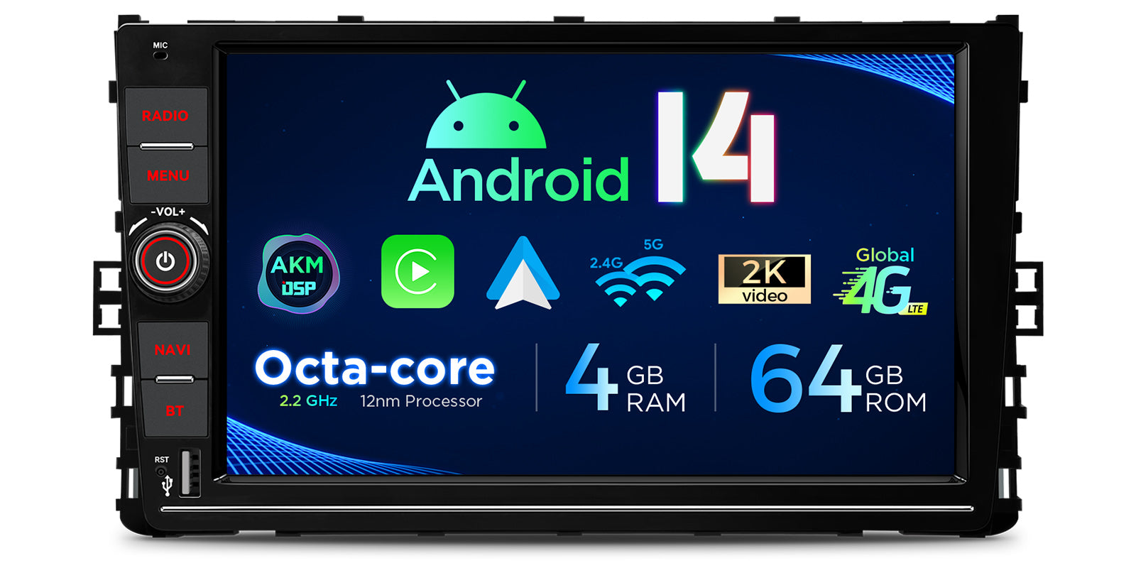 XTRONS 9" Android Head Unit Wireless CarPlay 4G LTE for Volkswagen
