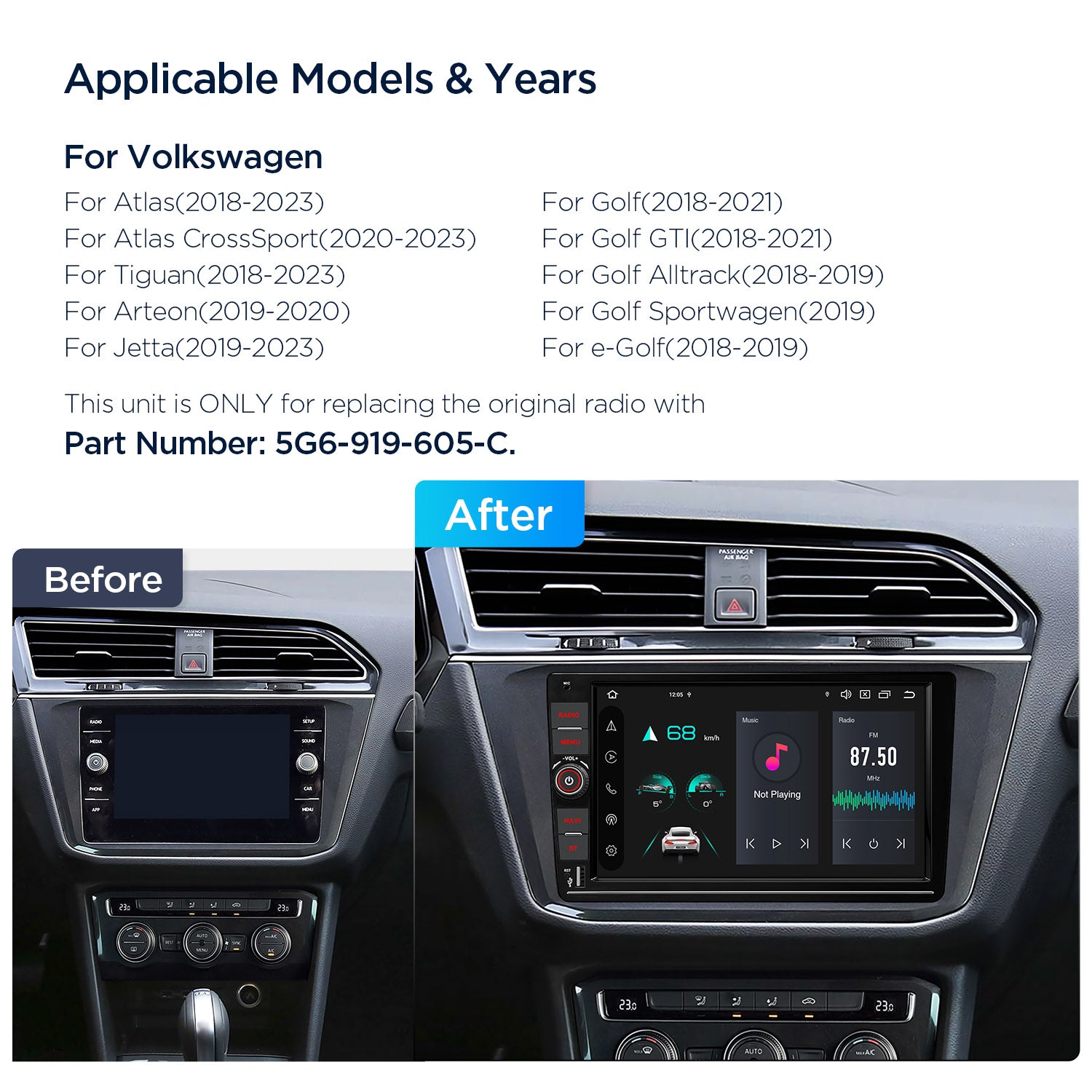 XTRONS 9" Android Head Unit Wireless CarPlay 4G LTE for Volkswagen