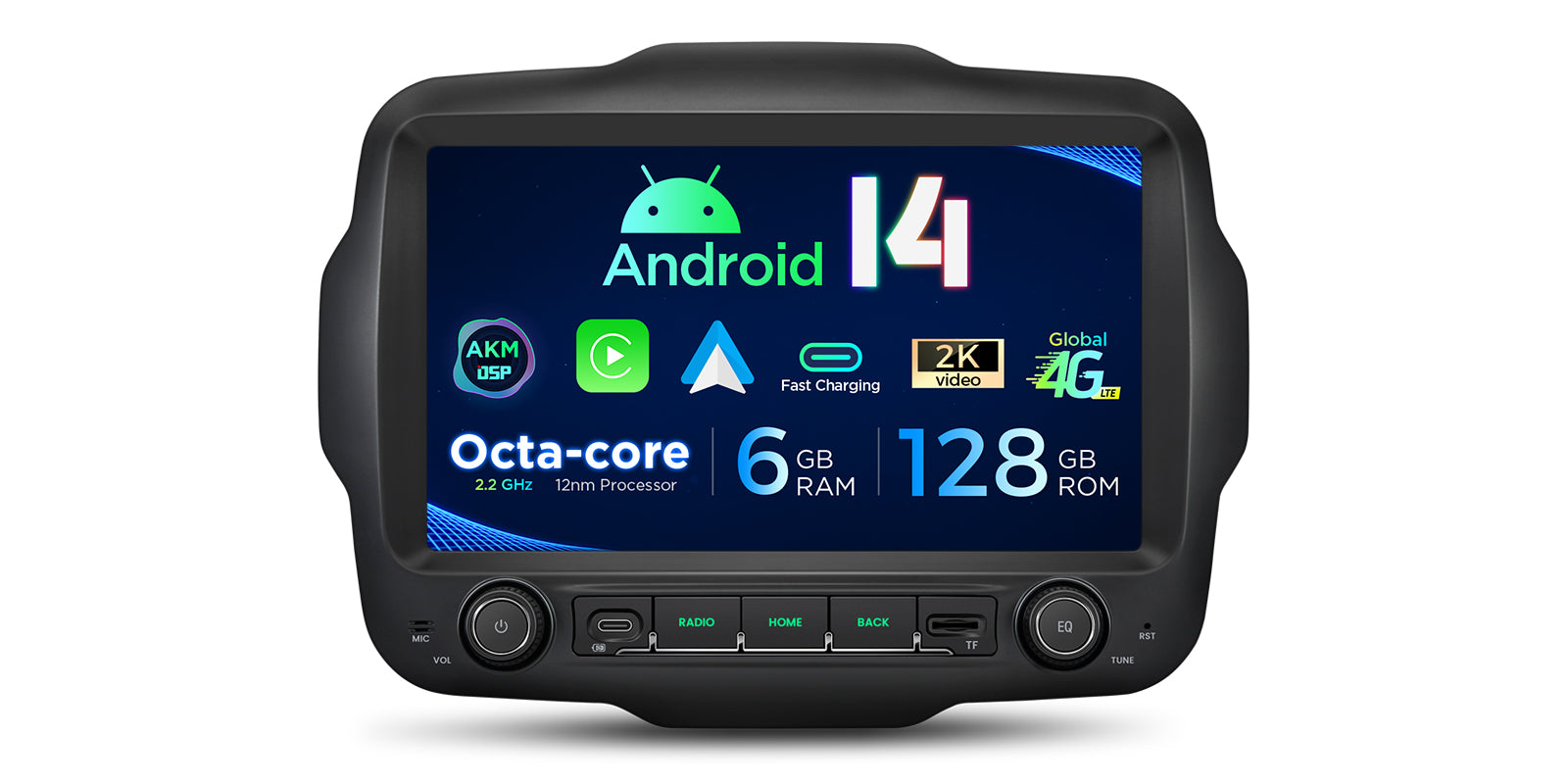 XTRONS PXH94RGJLGS 9in Android 14 Head Unit for Jeep Renegade 4GB 64GB