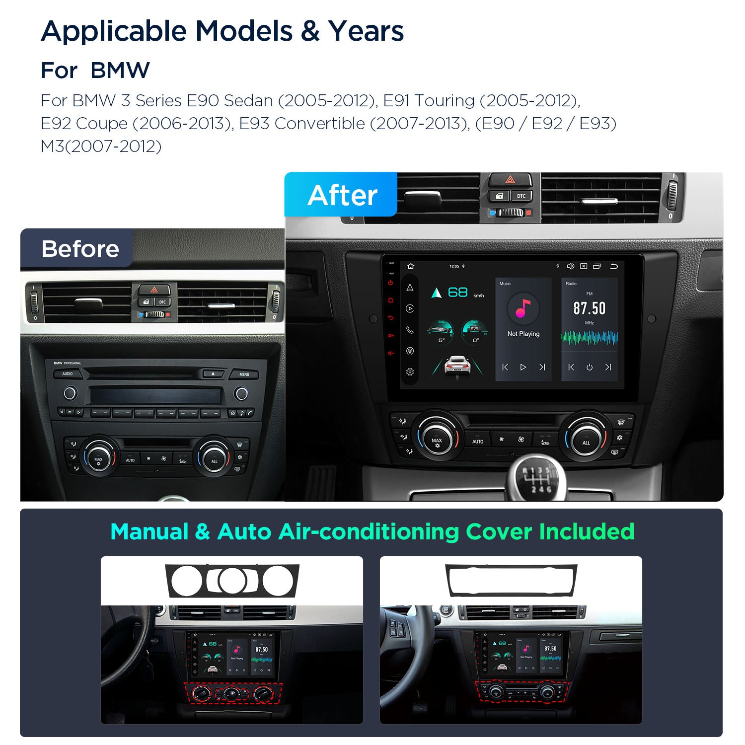 BMW Various 9in Android Head Unit Car Stereo PXP9490BGDAB
