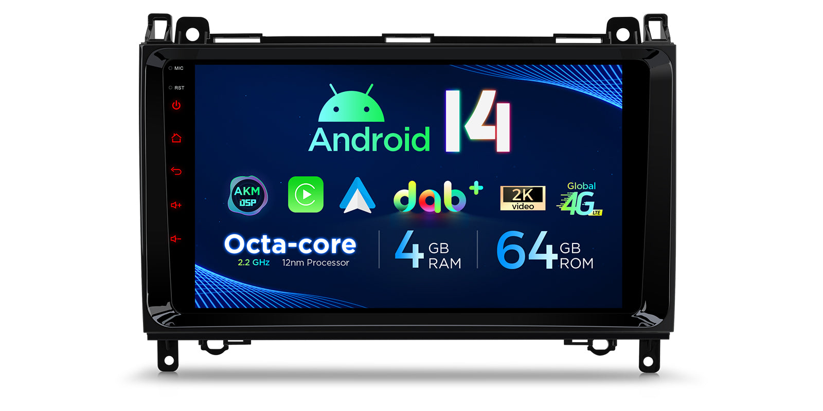 XTRONS PXP94M245GDAB Android 14 4G LTE Head Unit for Mercedes-Benz VW