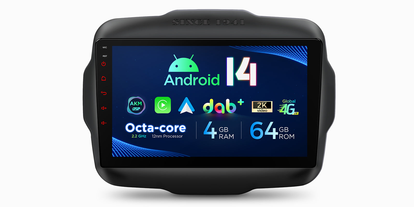 XTRONS PXP94RGJGDAB Jeep Renegade 4G LTE Android 14 Head Unit 9in