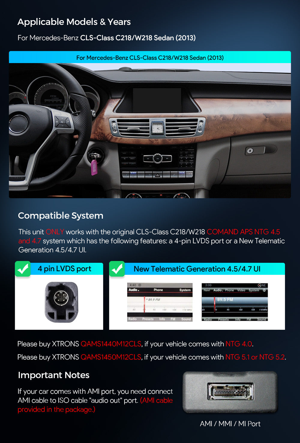 XTRONS Mercedes CLS-Class 10.25" Android Head Unit Wireless CarPlay