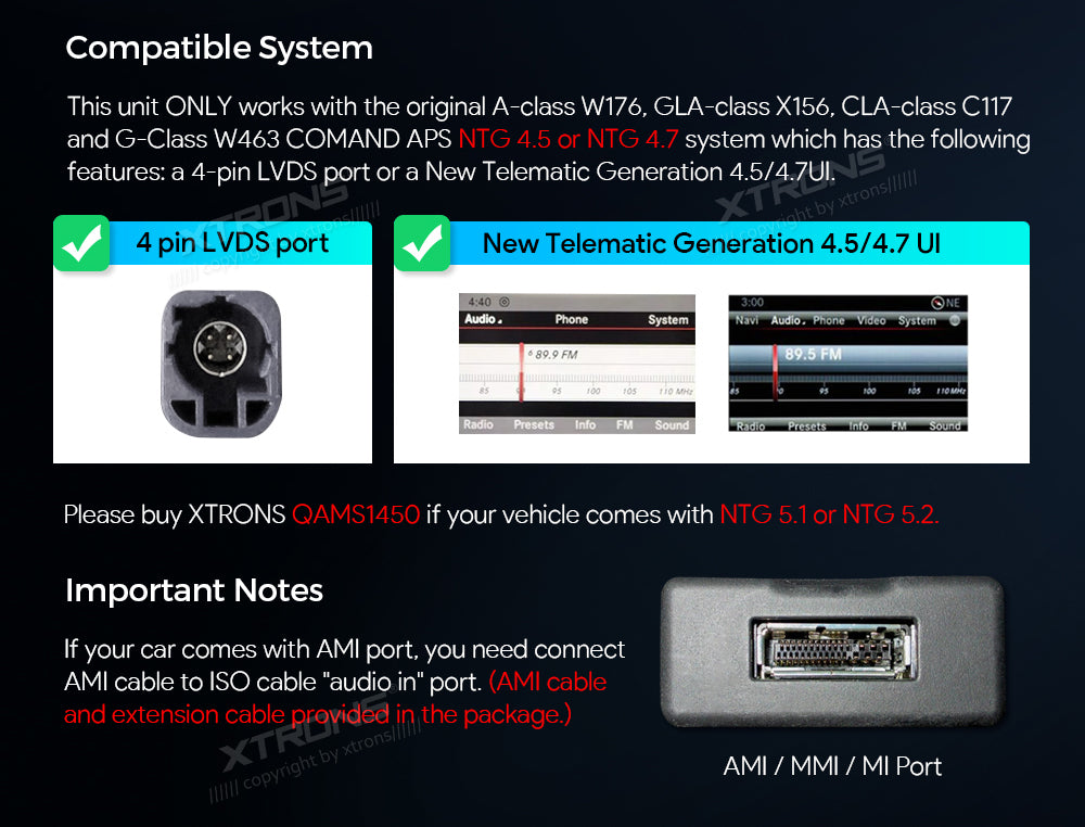 XTRONS QAMS1445 Mercedes-Benz Android Head Unit 10.25in Wireless CarPlay