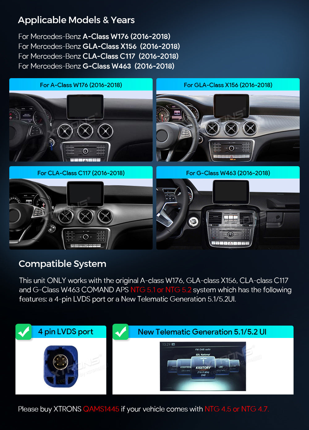 XTRONS QAMS1450 10.25in Android Head Unit Car Stereo Wireless CarPlay