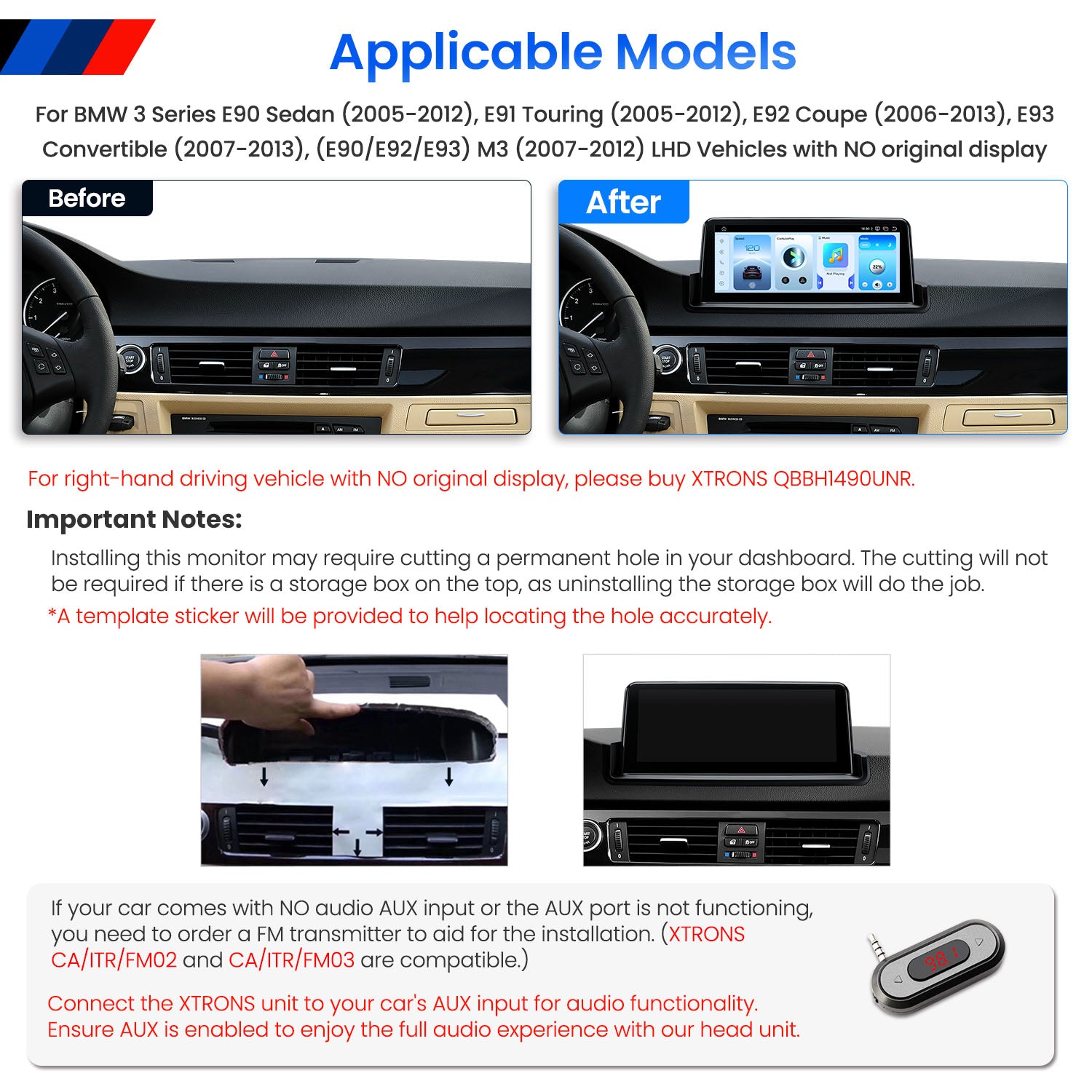 XTRONS BMW 1 Series E81 E82 E87 E88 Android Head Unit Car Stereo 10.25in QBBH1487UNL