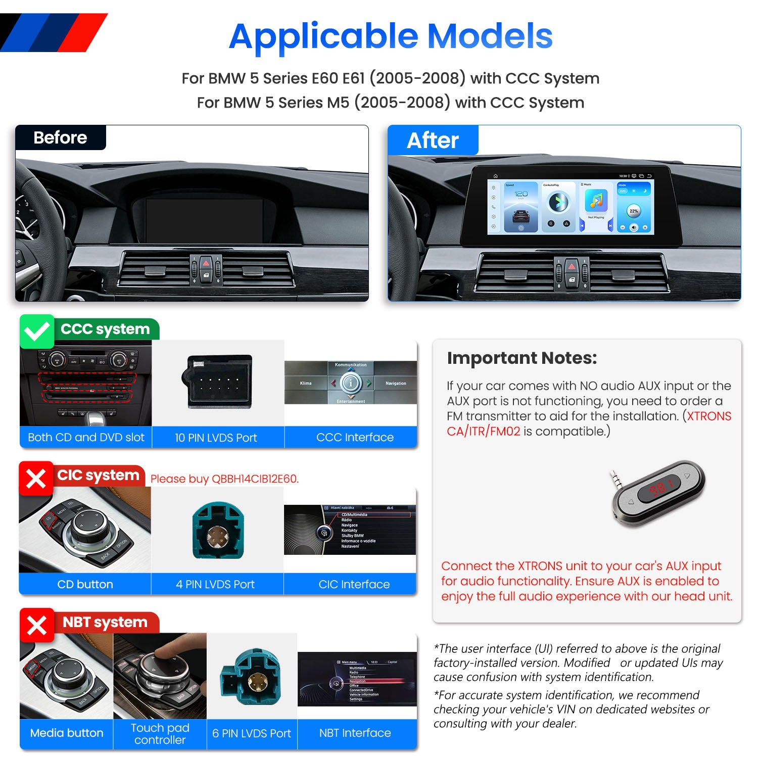 XTRONS QBBH14CCB12E60 BMW 5 Series 10.25in Android 14 Head Unit
