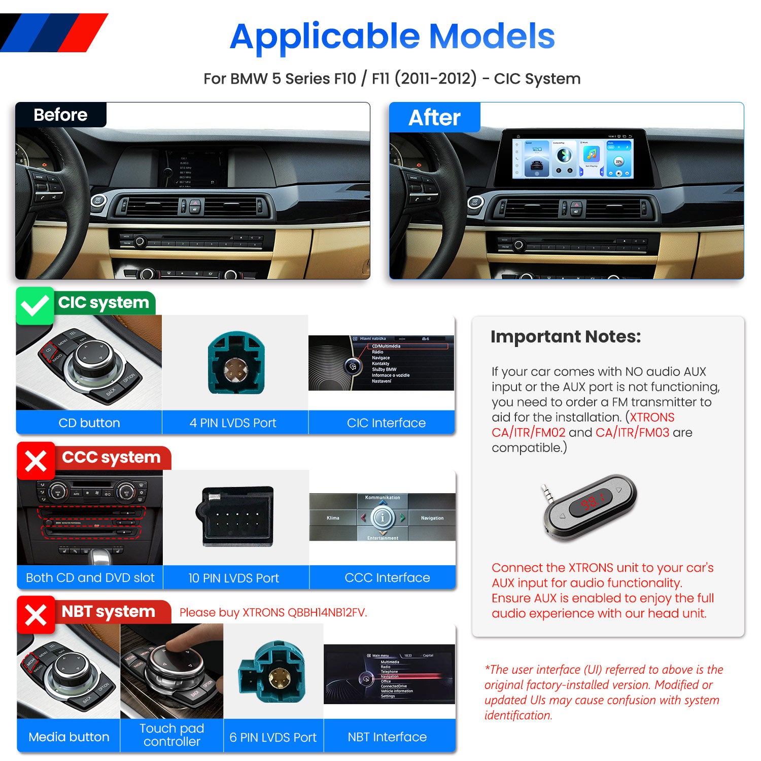 XTRONS BMW 5 Series 10.25" 2K Android 14 Head Unit QBBH14CIB12FV