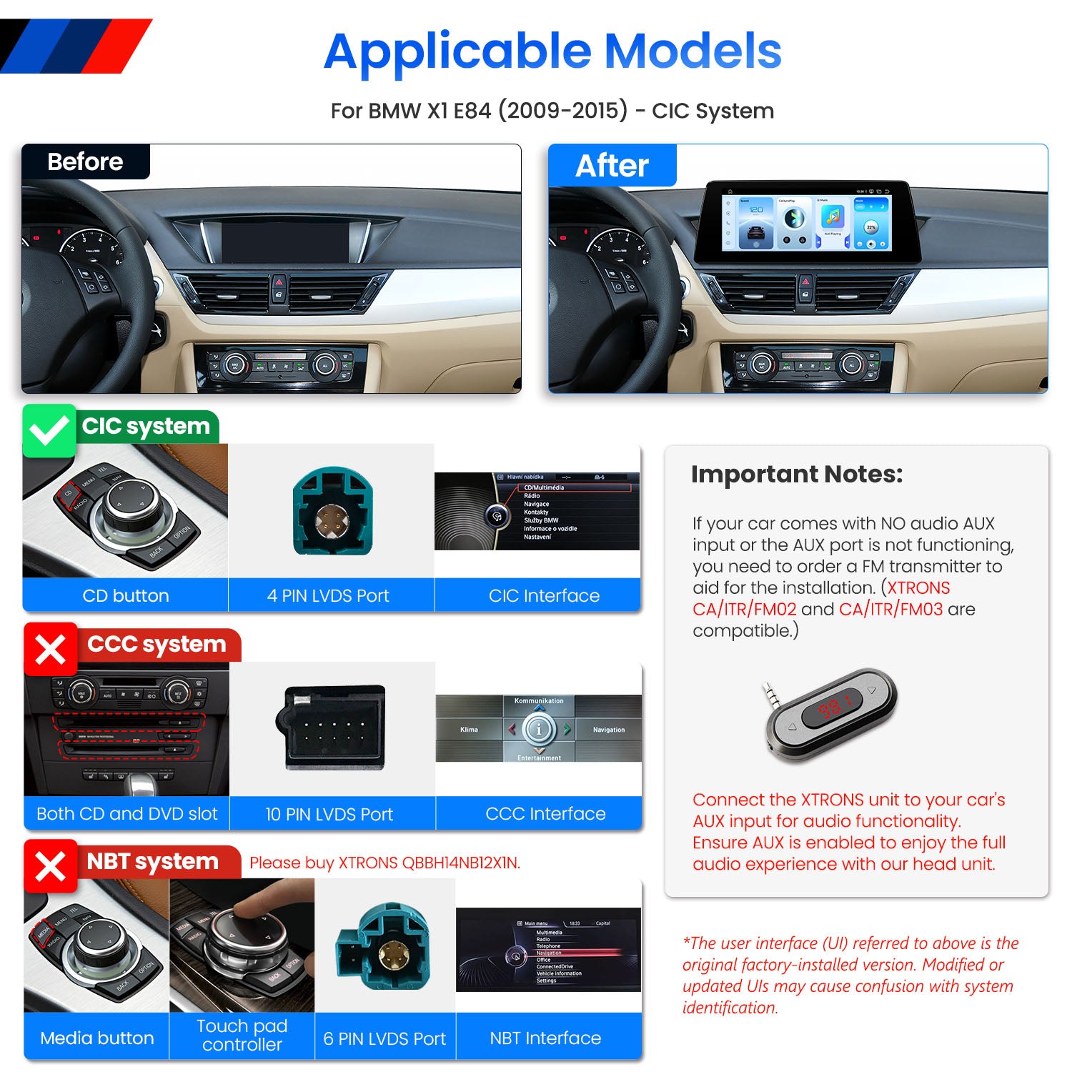 XTRONS QBBH14CIB12X1 BMW X1 E84 10.25" 2K Android Head Unit 8GB 128GB