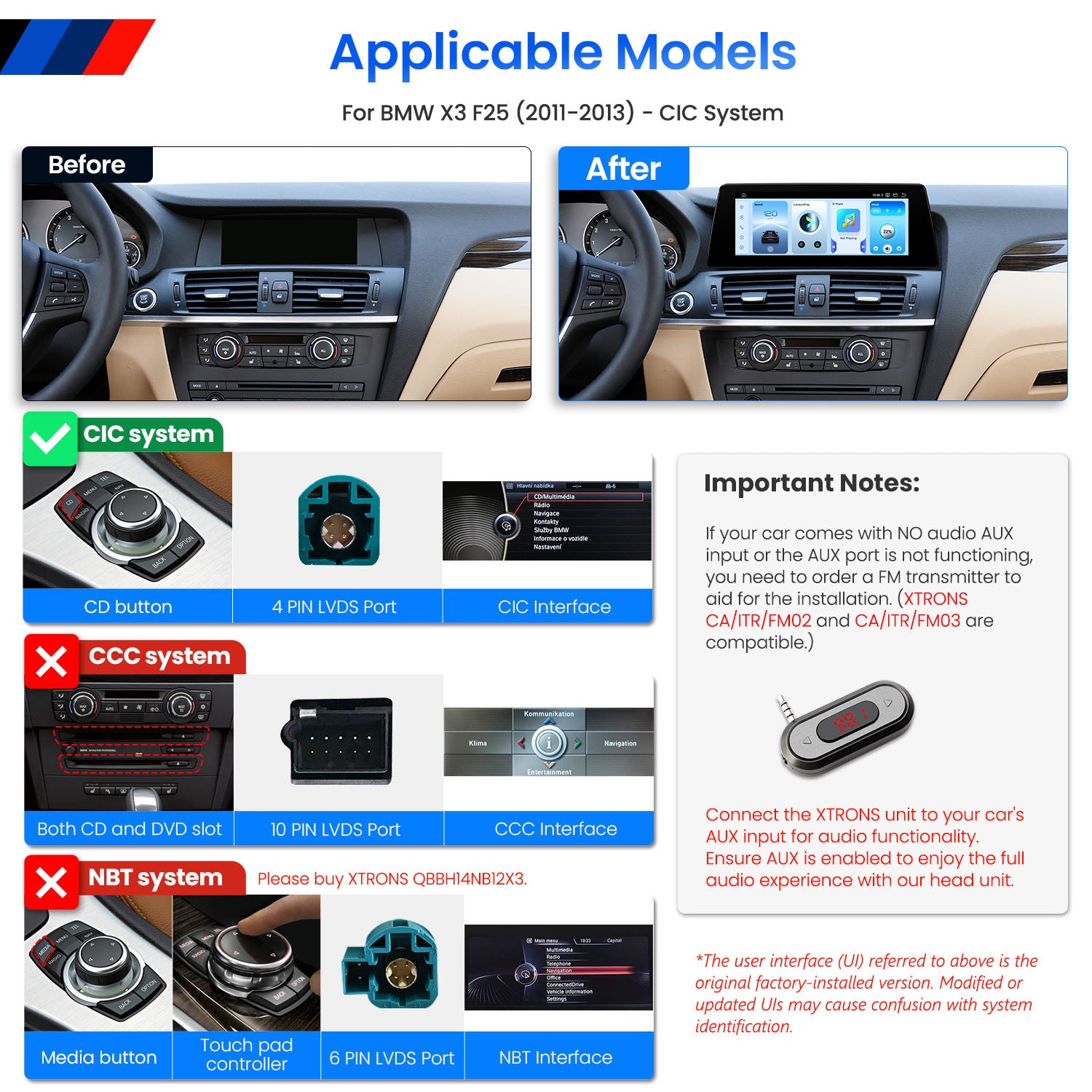 XTRONS QBBH14CIB12X3 10.25In Android 14 Head Unit for BMW X3 F25
