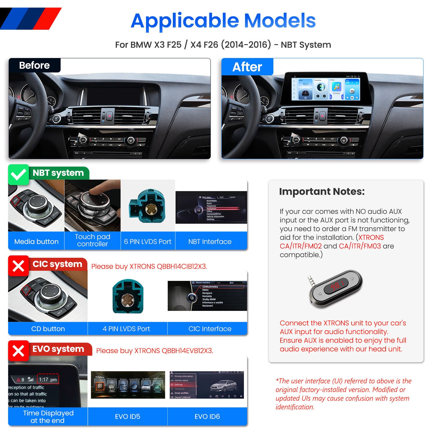 XTRONS BMW X3 X4 10.25in Android Head Unit 8GB 128GB QBBH14NB12X3