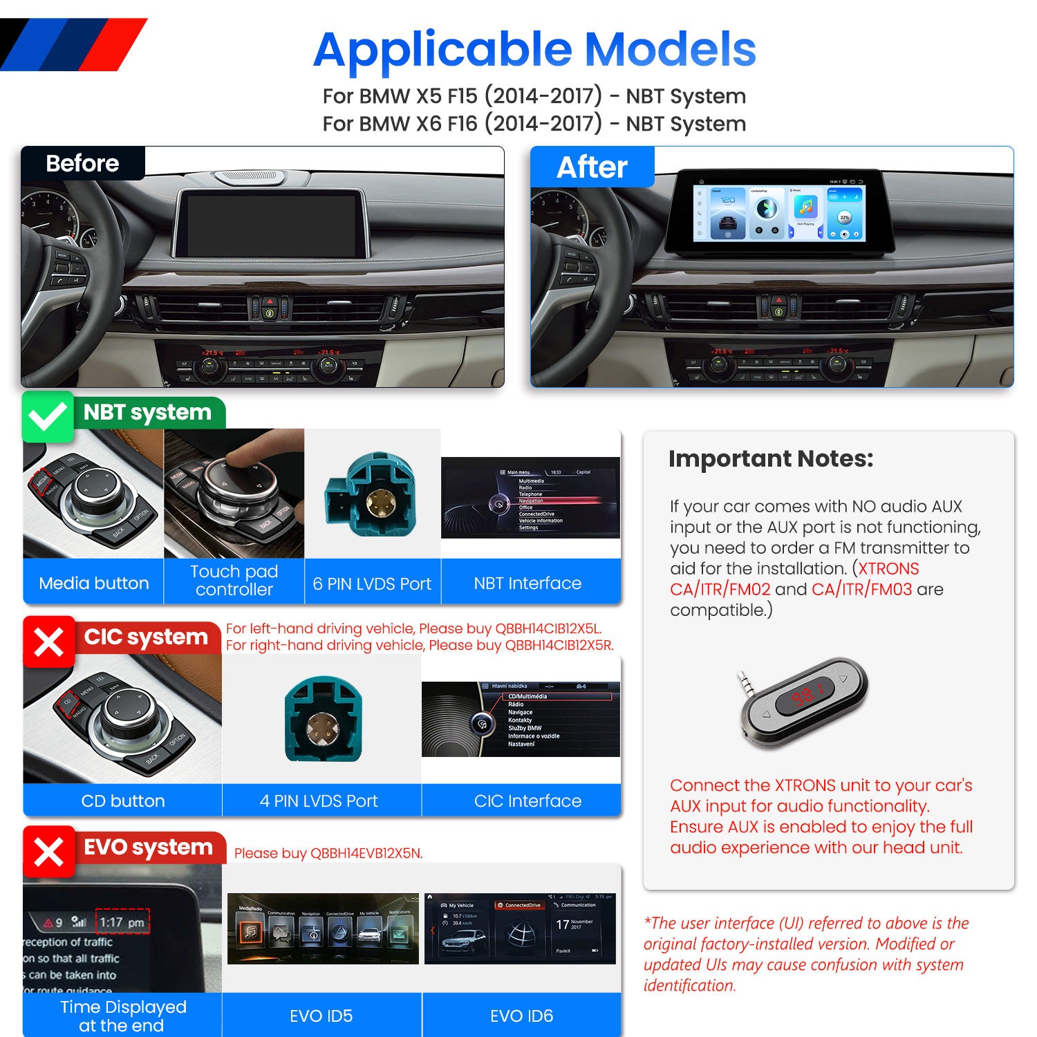 XTRONS QBBH14NB12X5N 10.25in Android 14 Head Unit BMW X5 X6