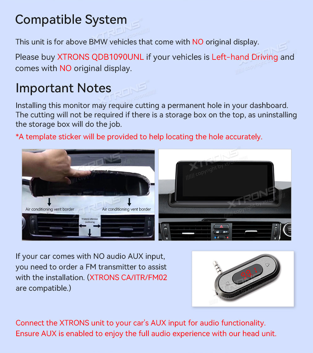 XTRONS QDB1090UNR 10.25in Wireless CarPlay Android Head Unit