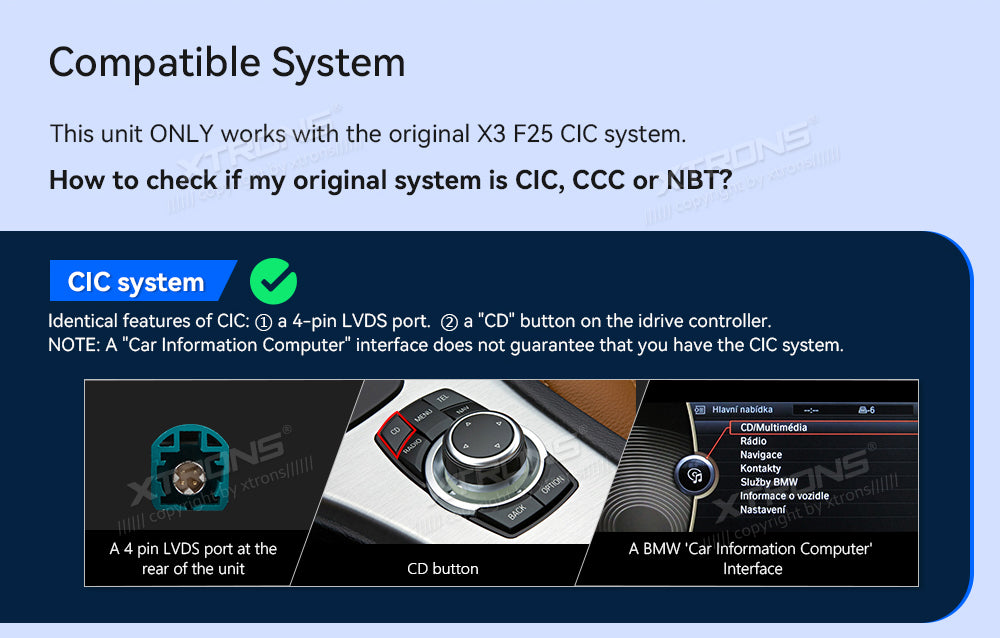 XTRONS QDB80X3CI Wireless CarPlay Android Head Unit 8.8in BMW X3 F25
