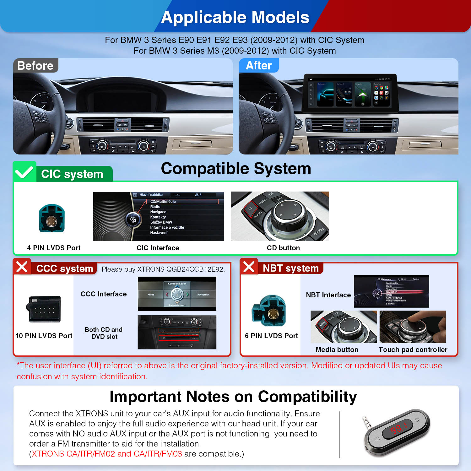 XTRONS QGB24CIB12E92 12.3in 2K Android Head Unit for BMW 3 Series