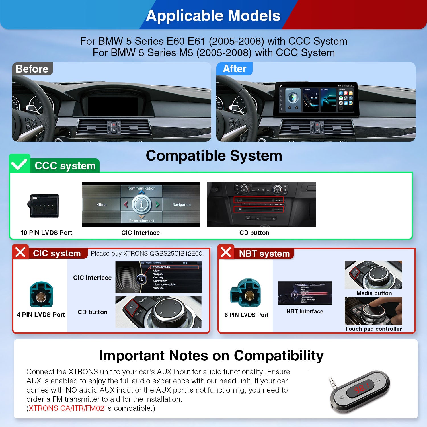 XTRONS BMW 5 Series 12.3in Android Car Stereo 6GB 64GB