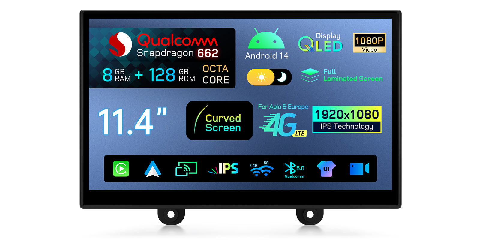 XTRONS QIRH13DF 11.4in QLED Android 14 Car Head Unit