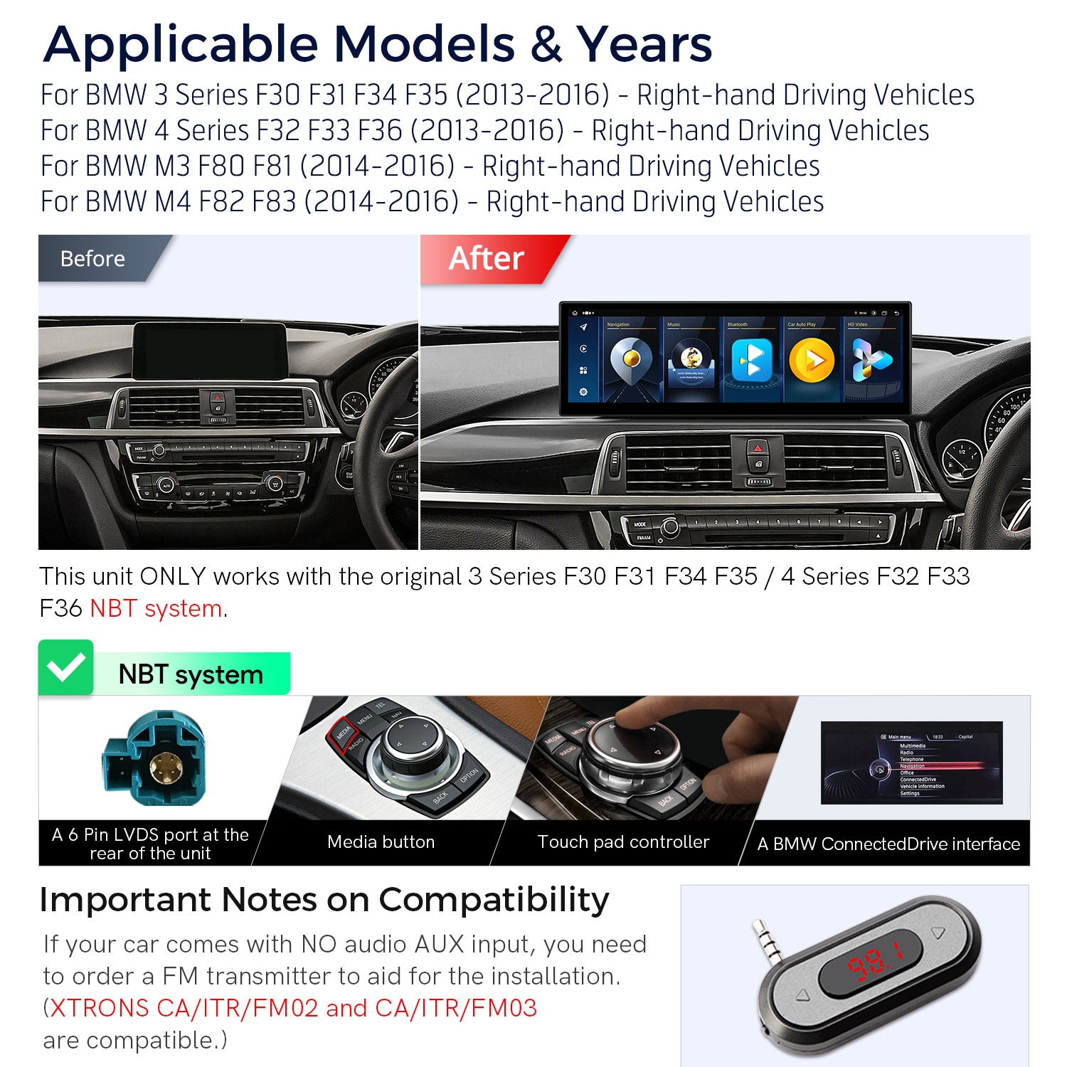 XTRONS QL Series 14.9" 2K Android Head Unit for BMW 3 Series/4 Series 8GB 256GB